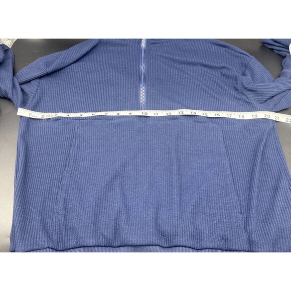 Pretty Garden Women’s Blue Ribbed 1/2 Zip Pullover Top Sz M Athleisure NEW - Picture 8 of 9